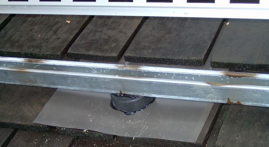 A sheet of aluminum flashing